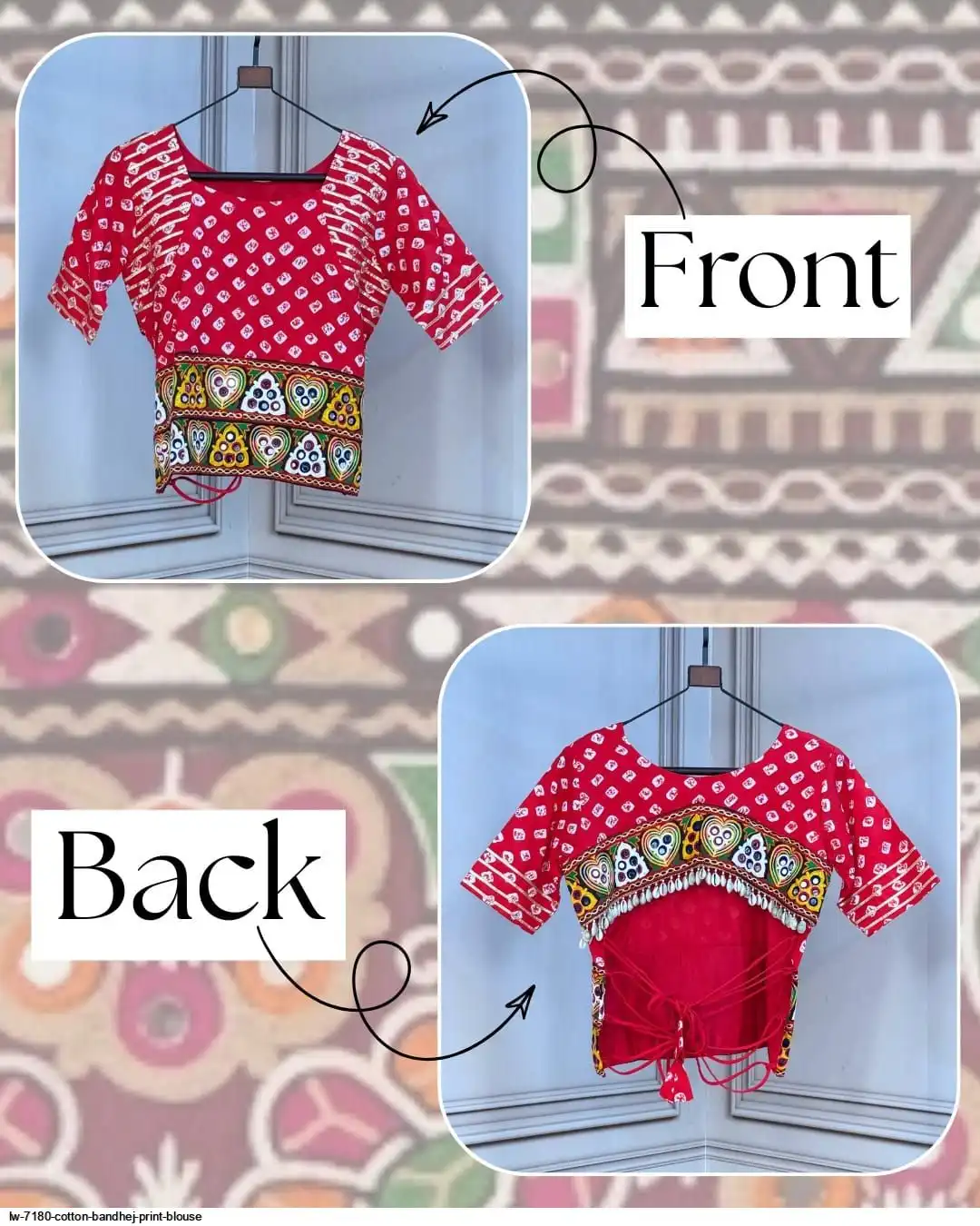 LW 7180 COTTON BANDHEJ PRINT BLOUSE 3