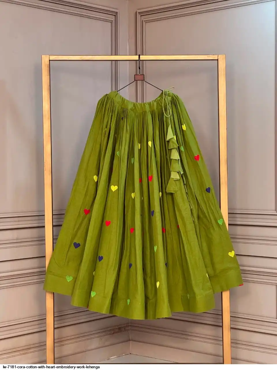 LW 7181 CORA COTTON WITH HEART EMBROIDERY WORK LEHENGA 1