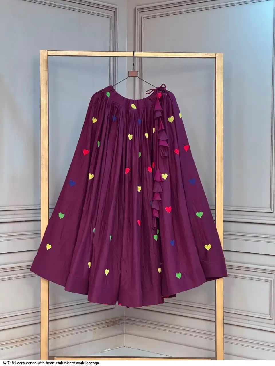 LW 7181 CORA COTTON WITH HEART EMBROIDERY WORK LEHENGA 2