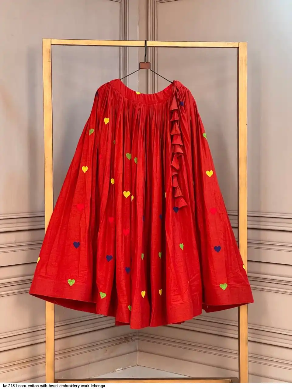 LW 7181 CORA COTTON WITH HEART EMBROIDERY WORK LEHENGA 4