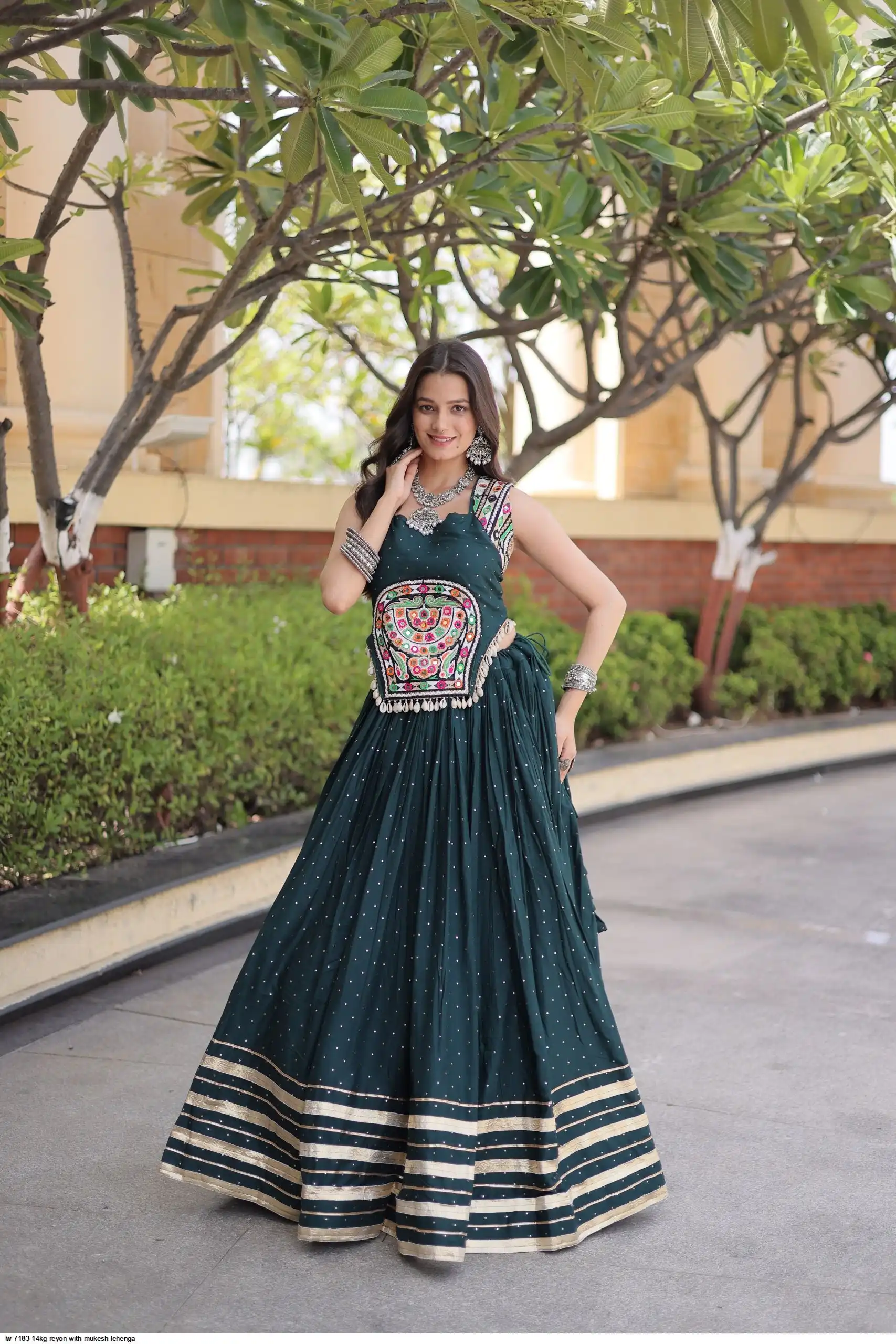 LW 7183 14KG REYON WITH MUKESH LEHENGA 2