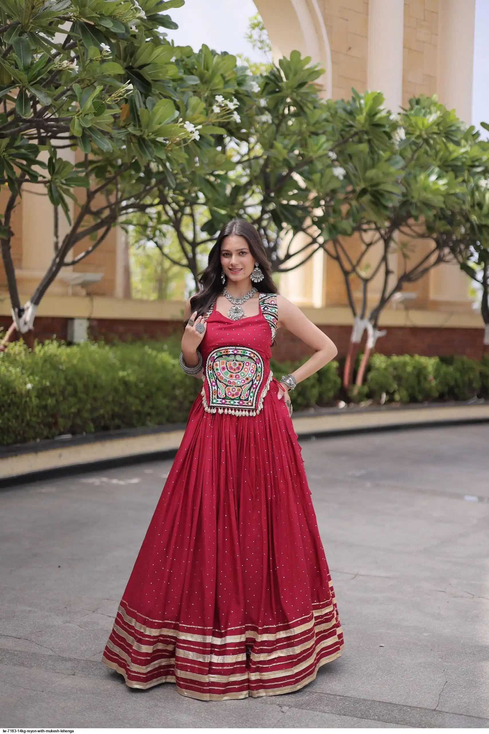 LW 7183 14KG REYON WITH MUKESH LEHENGA 3