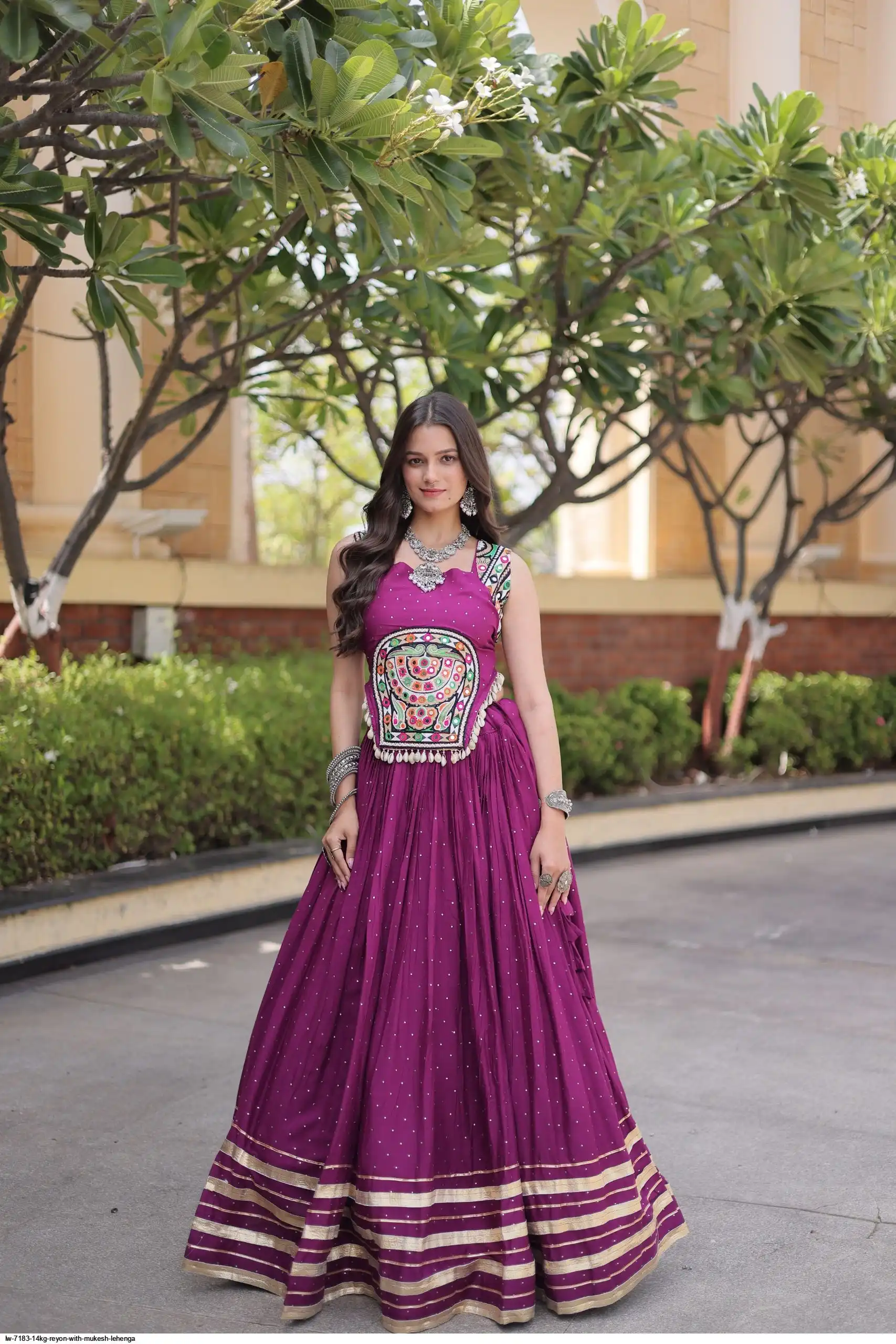 LW 7183 14KG REYON WITH MUKESH LEHENGA 6