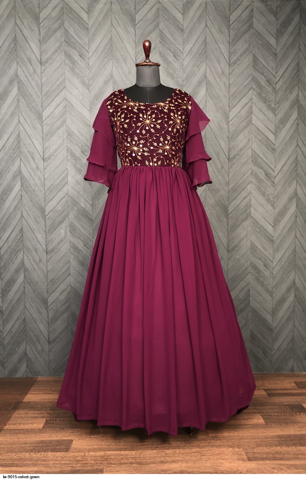 Buy TRENDY DIVVA Women Maroon Embellished Velvet Gown Dress Online at Best  Prices in India - JioMart.