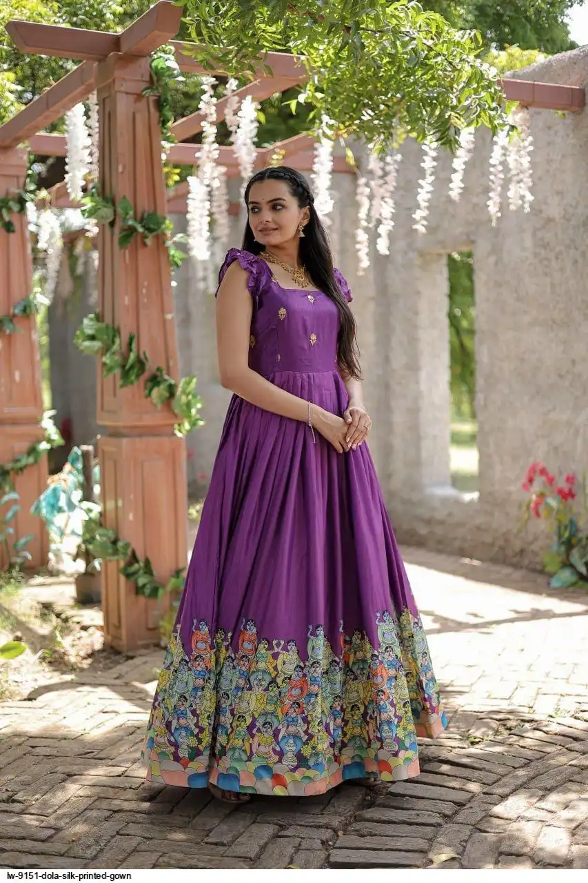 LW 9151 DOLA SILK PRINTED GOWN D