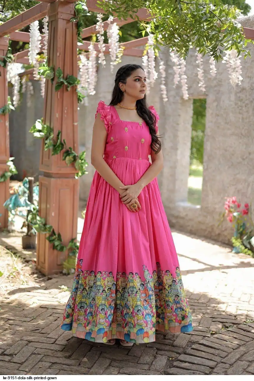 LW 9151 DOLA SILK PRINTED GOWN B