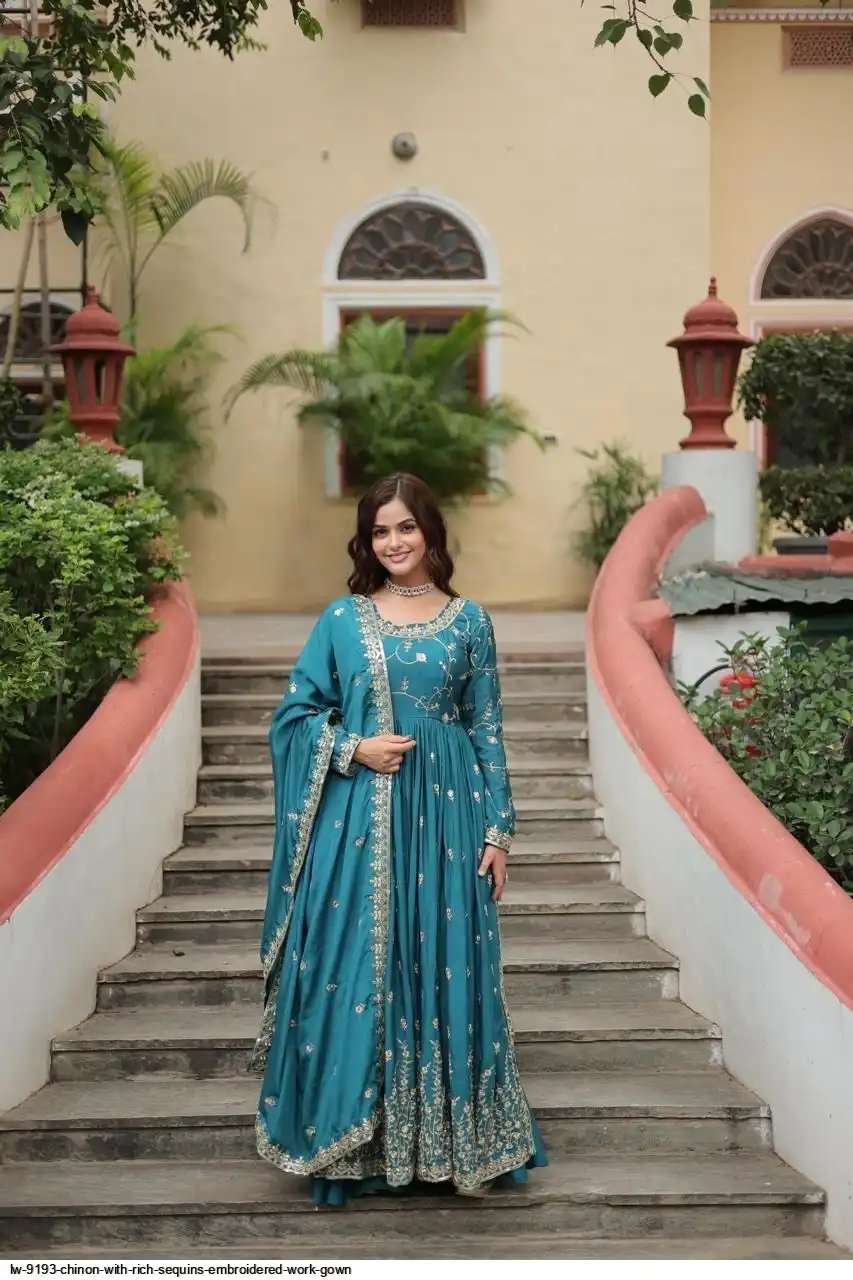 LW 9193 CHINON WITH RICH SEQUINS EMBROIDERED WORK GOWN 2