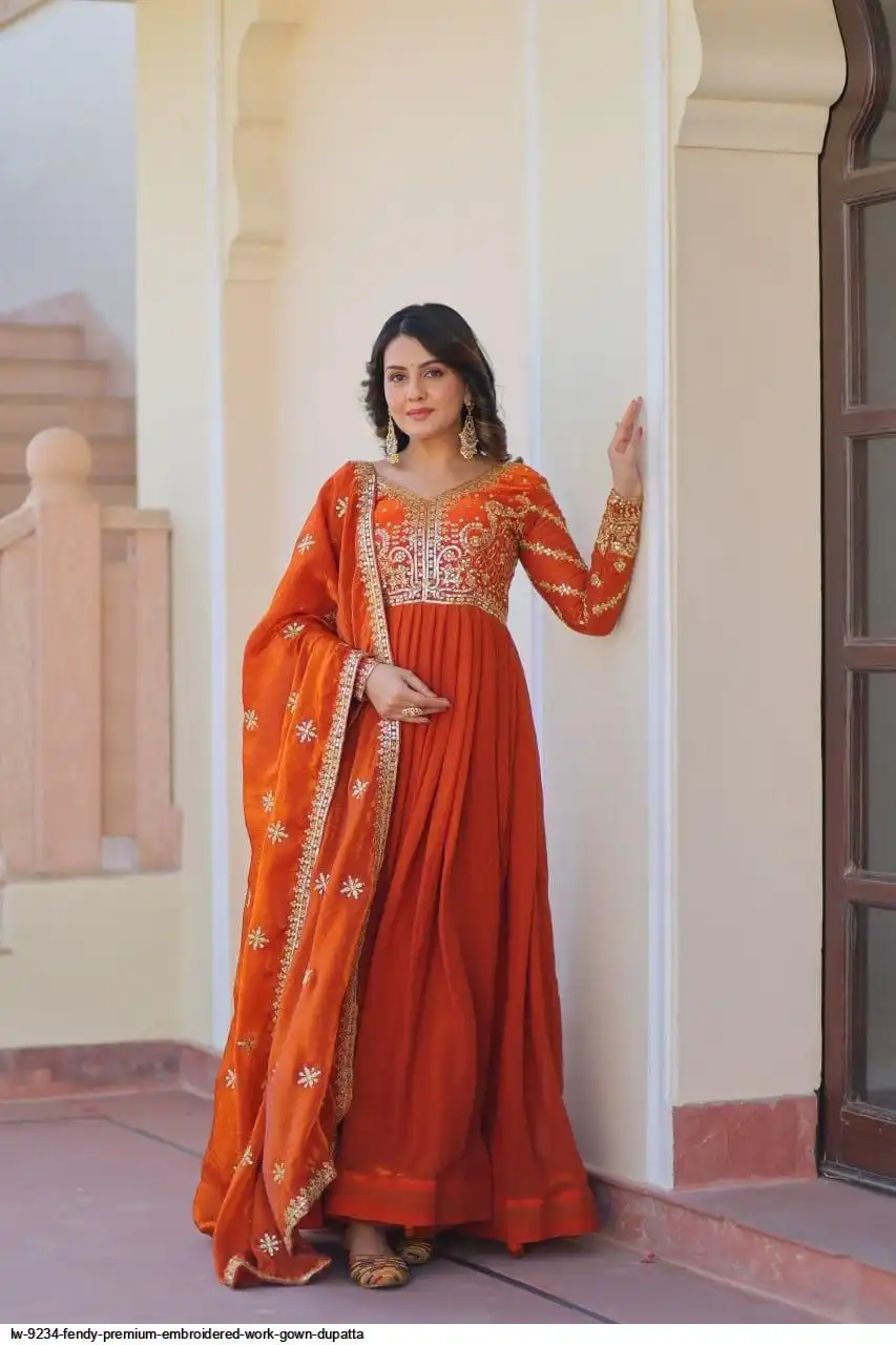 LW 9234 FENDY PREMIUM EMBROIDERED WORK GOWN DUPATTA B