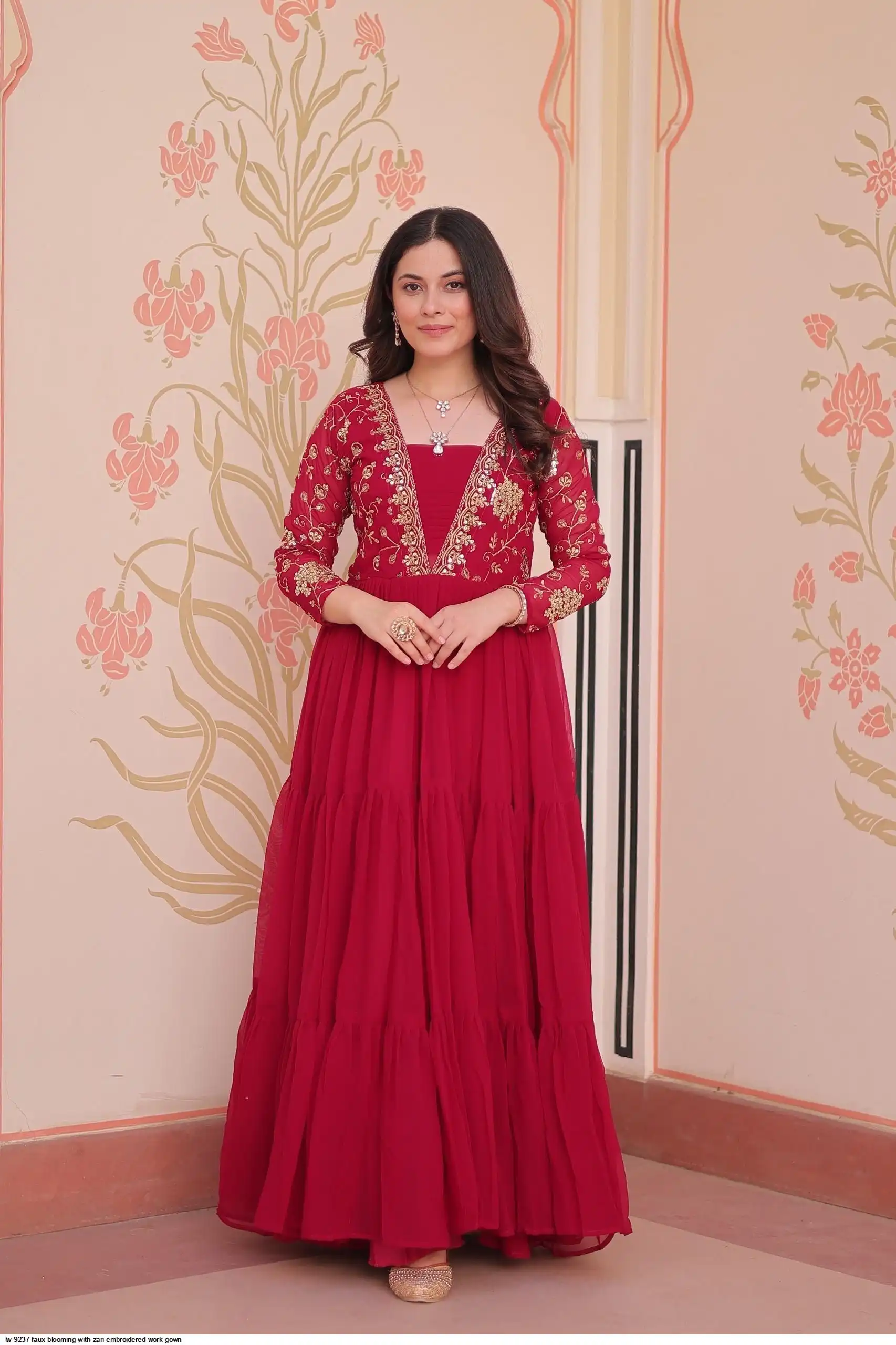 LW 9237 FAUX BLOOMING WITH ZARI EMBROIDERED WORK GOWN B