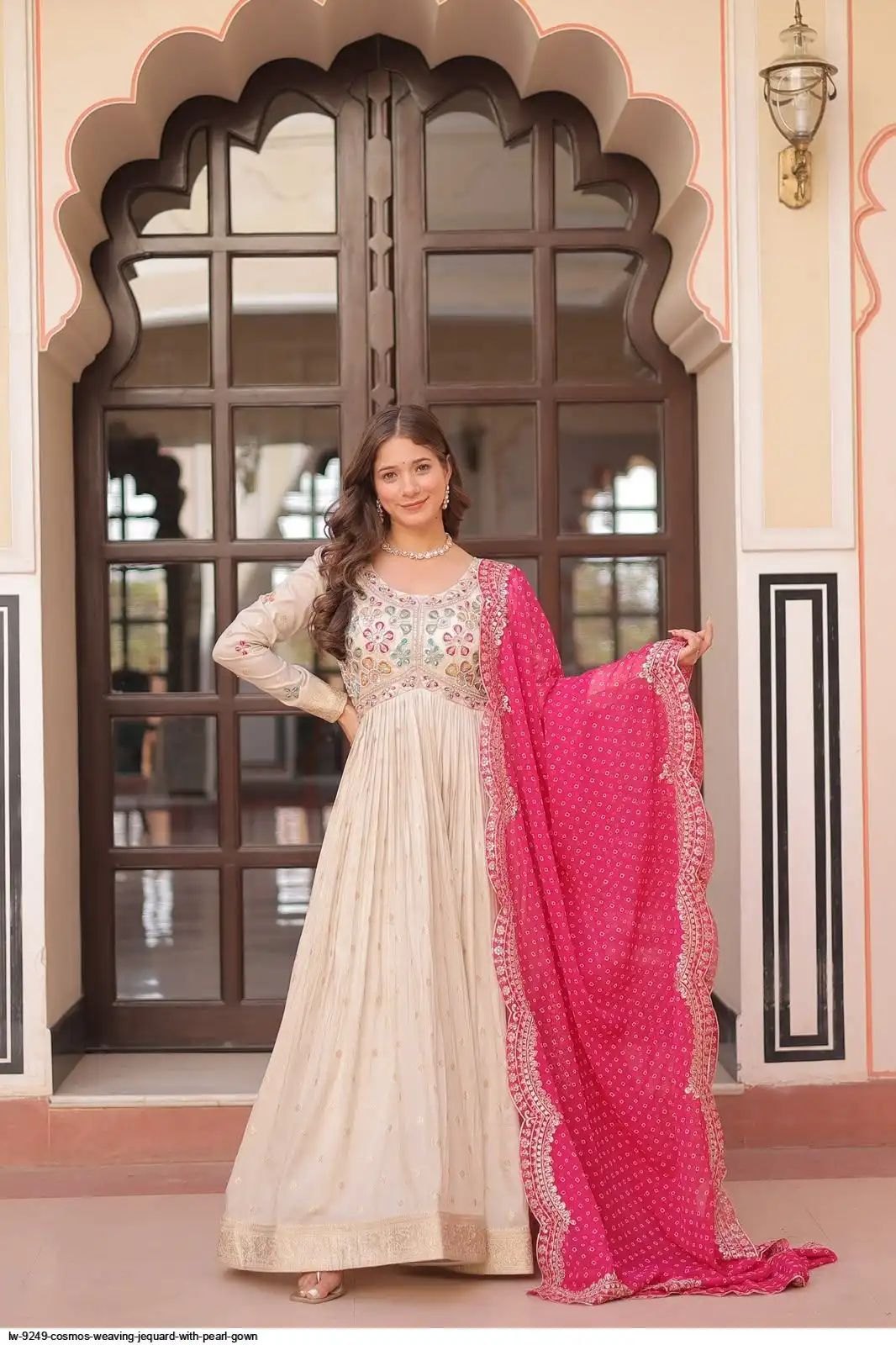 LW 9249 COSMOS WEAVING JEQUARD WITH PEARL GOWN 1
