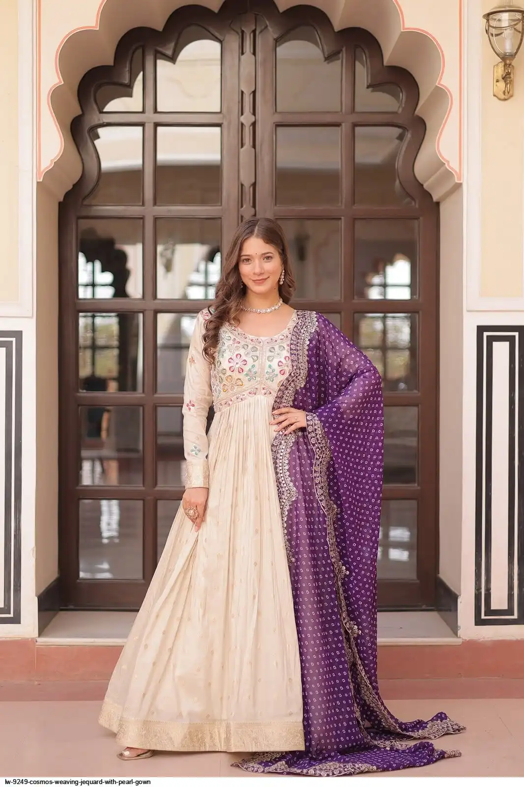 LW 9249 COSMOS WEAVING JEQUARD WITH PEARL GOWN 2
