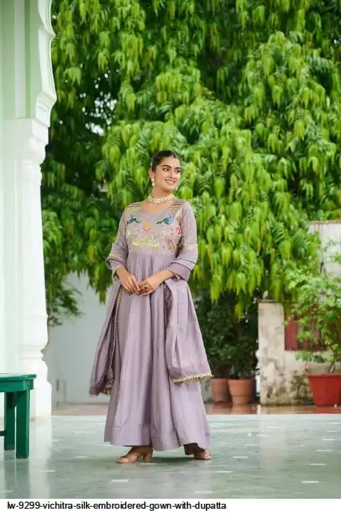 LW 9299 VICHITRA SILK EMBROIDERED GOWN WITH DUPATTA A