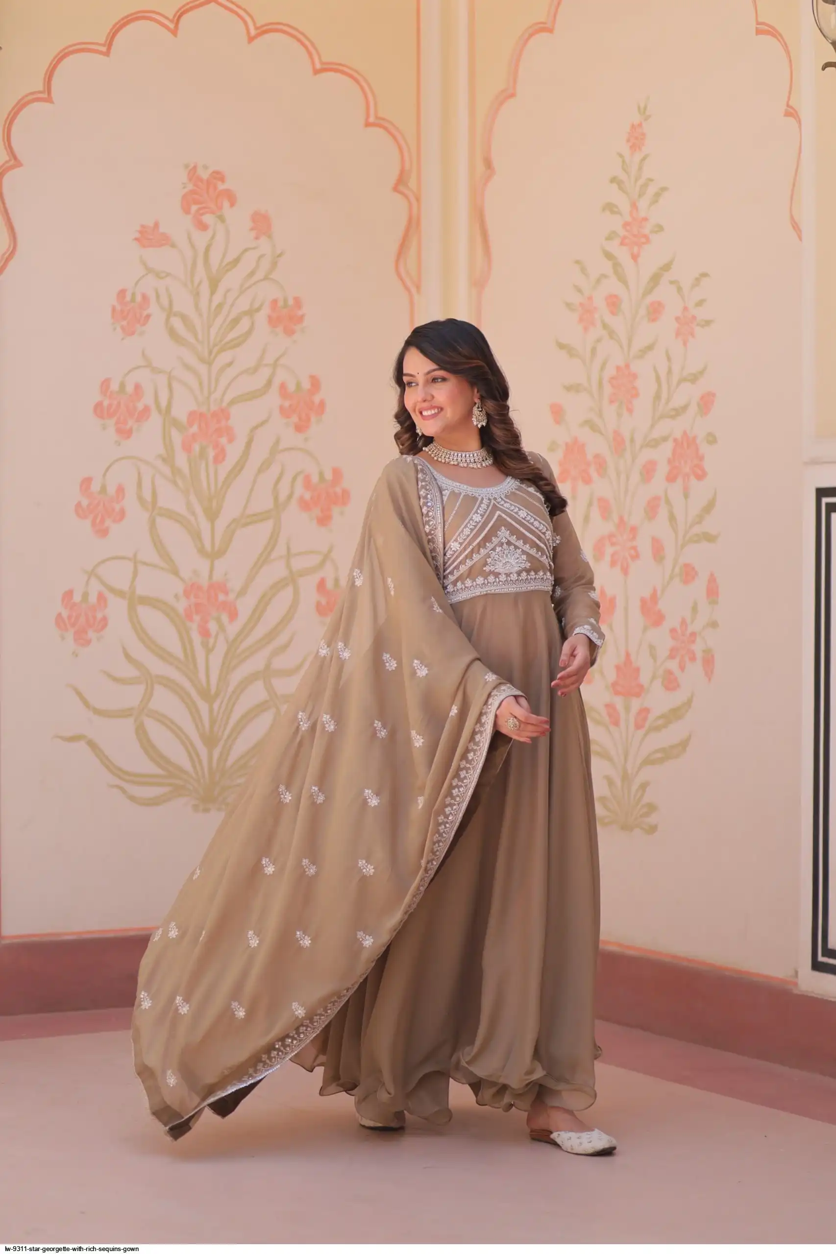 LW 9311 STAR GEORGETTE WITH RICH SEQUINS GOWN 1