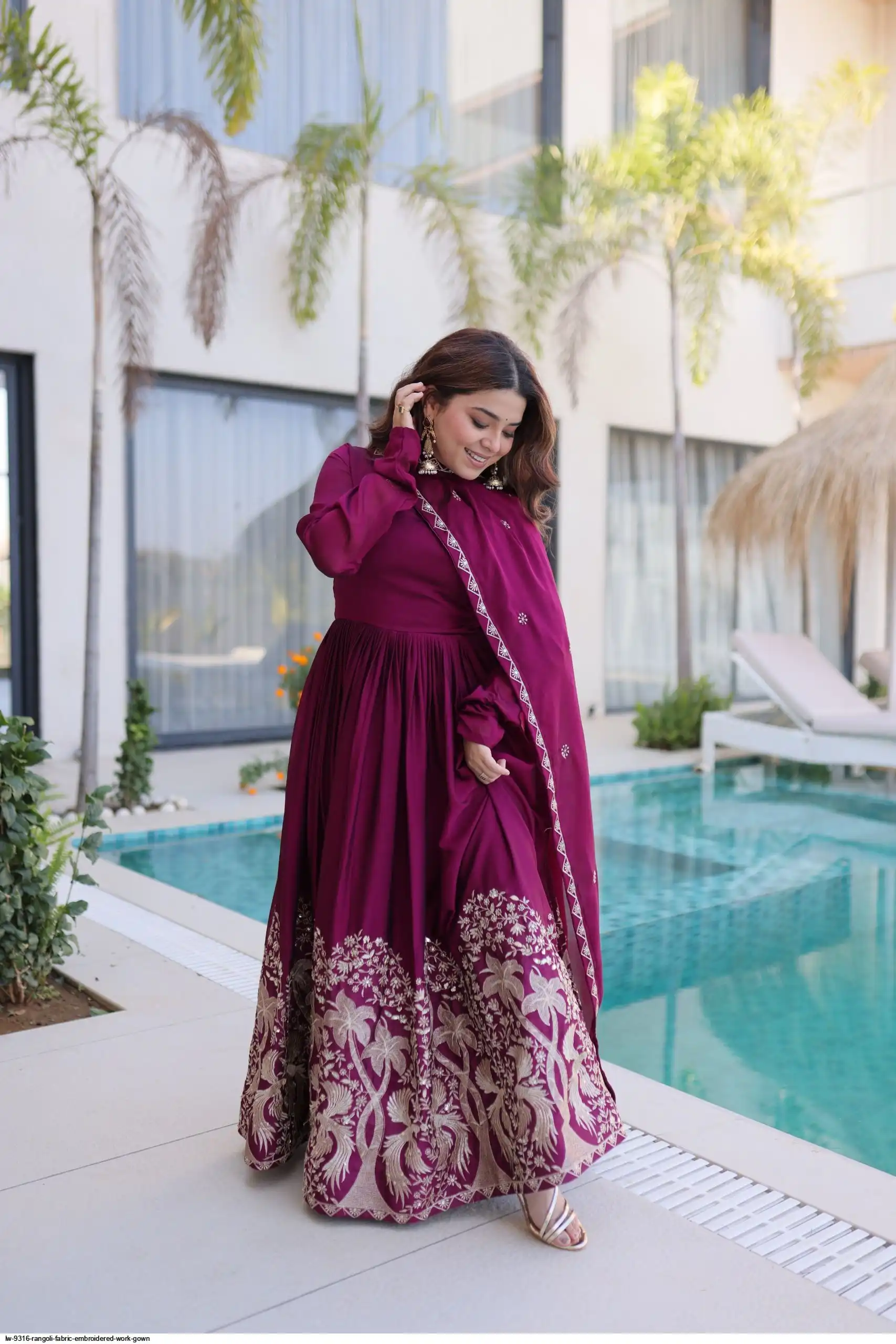 LW 9316 RANGOLI FABRIC EMBROIDERED WORK GOWN B