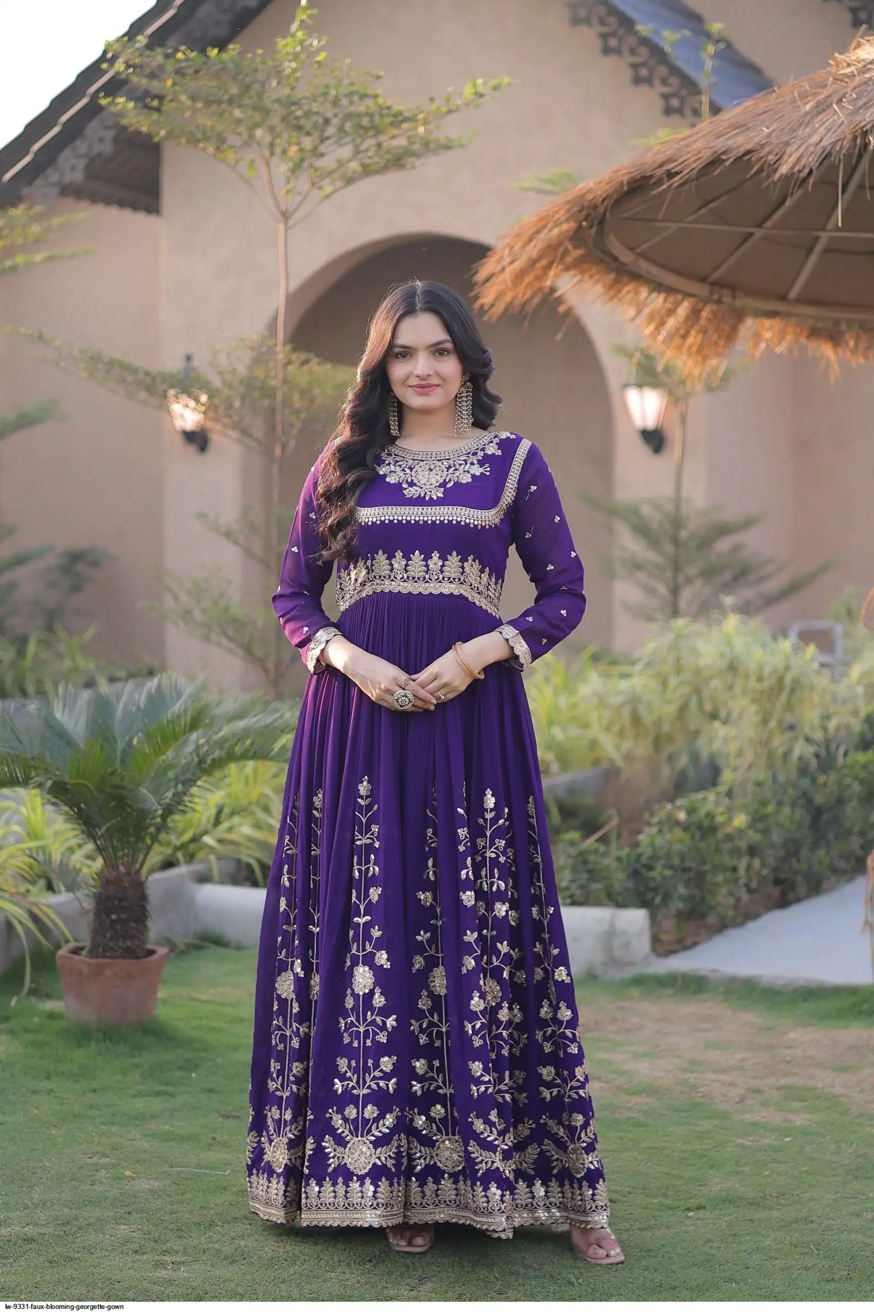 LW 9331 FAUX BLOOMING GEORGETTE GOWN 2