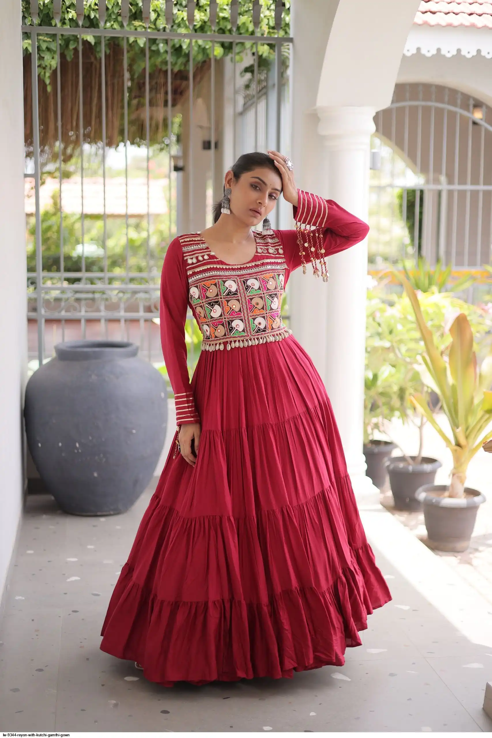 LW 9344 REYON WITH KUTCHI GAMTHI GOWN 2