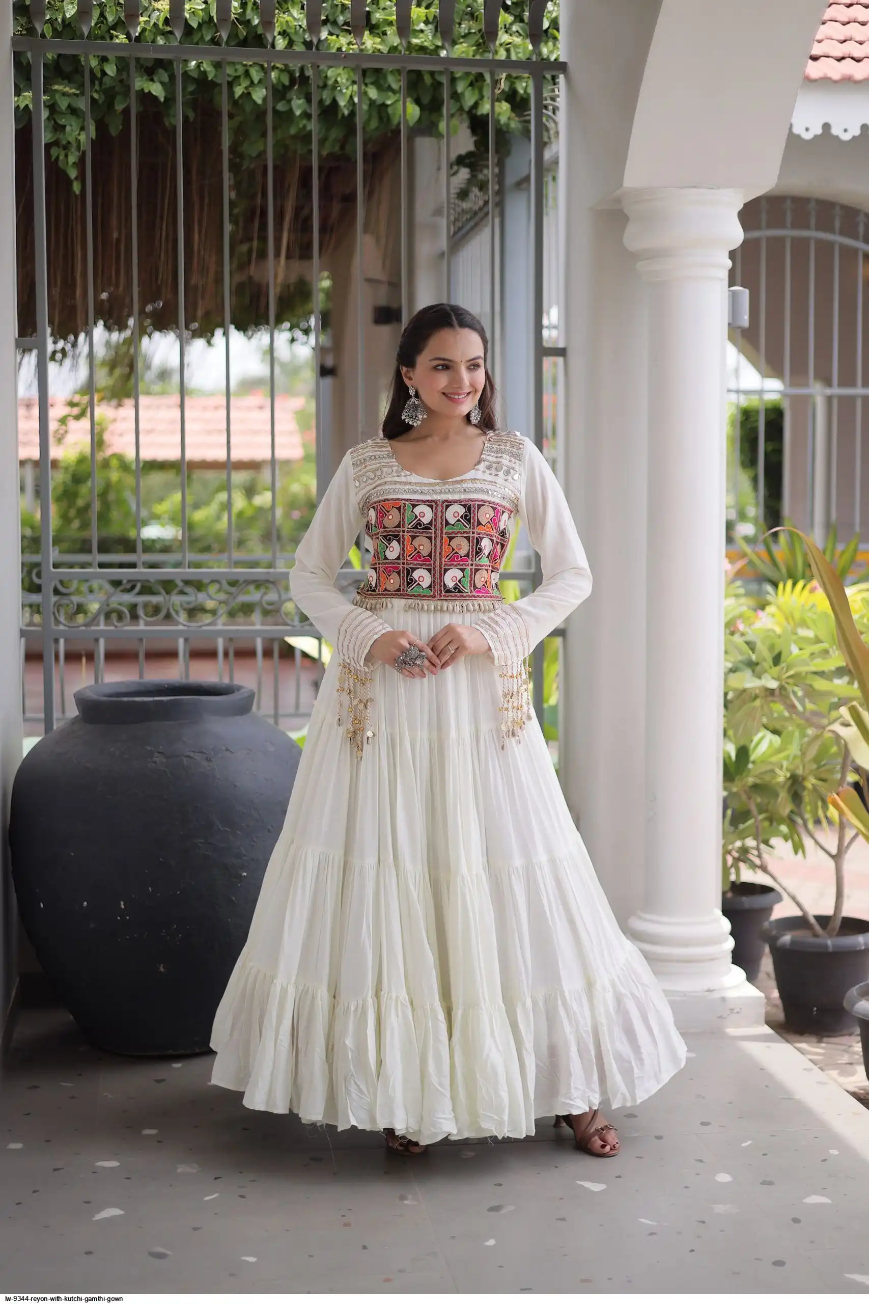 LW 9344 REYON WITH KUTCHI GAMTHI GOWN 3