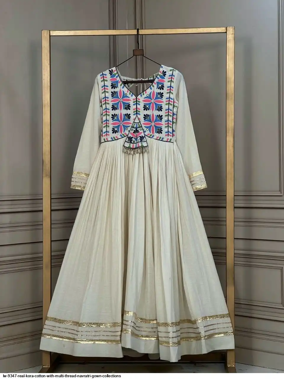 LW 9347 REAL KORA COTTON WITH MULTI THREAD NAVRATRI GOWN COLLECTIONS A