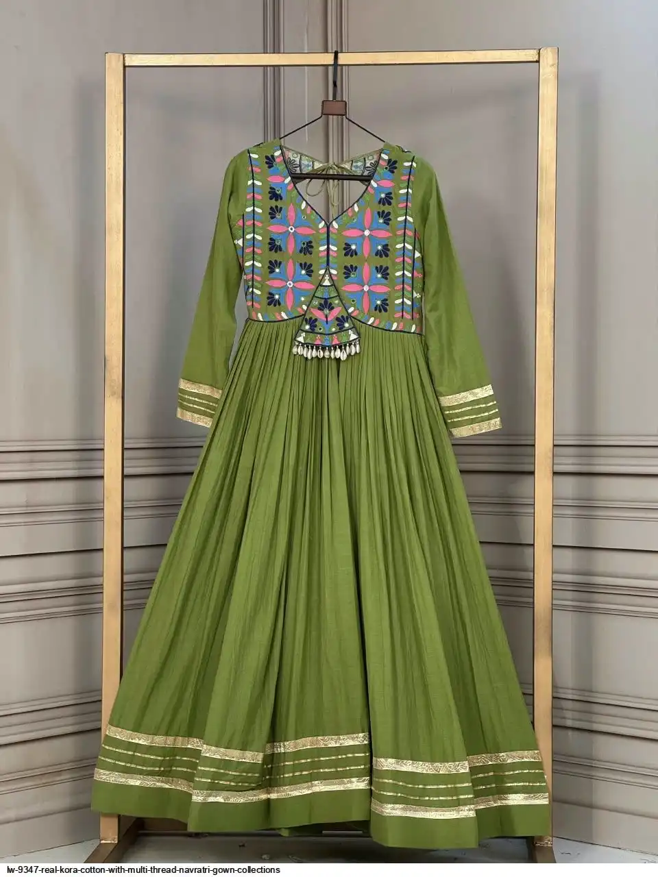 LW 9347 REAL KORA COTTON WITH MULTI THREAD NAVRATRI GOWN COLLECTIONS B
