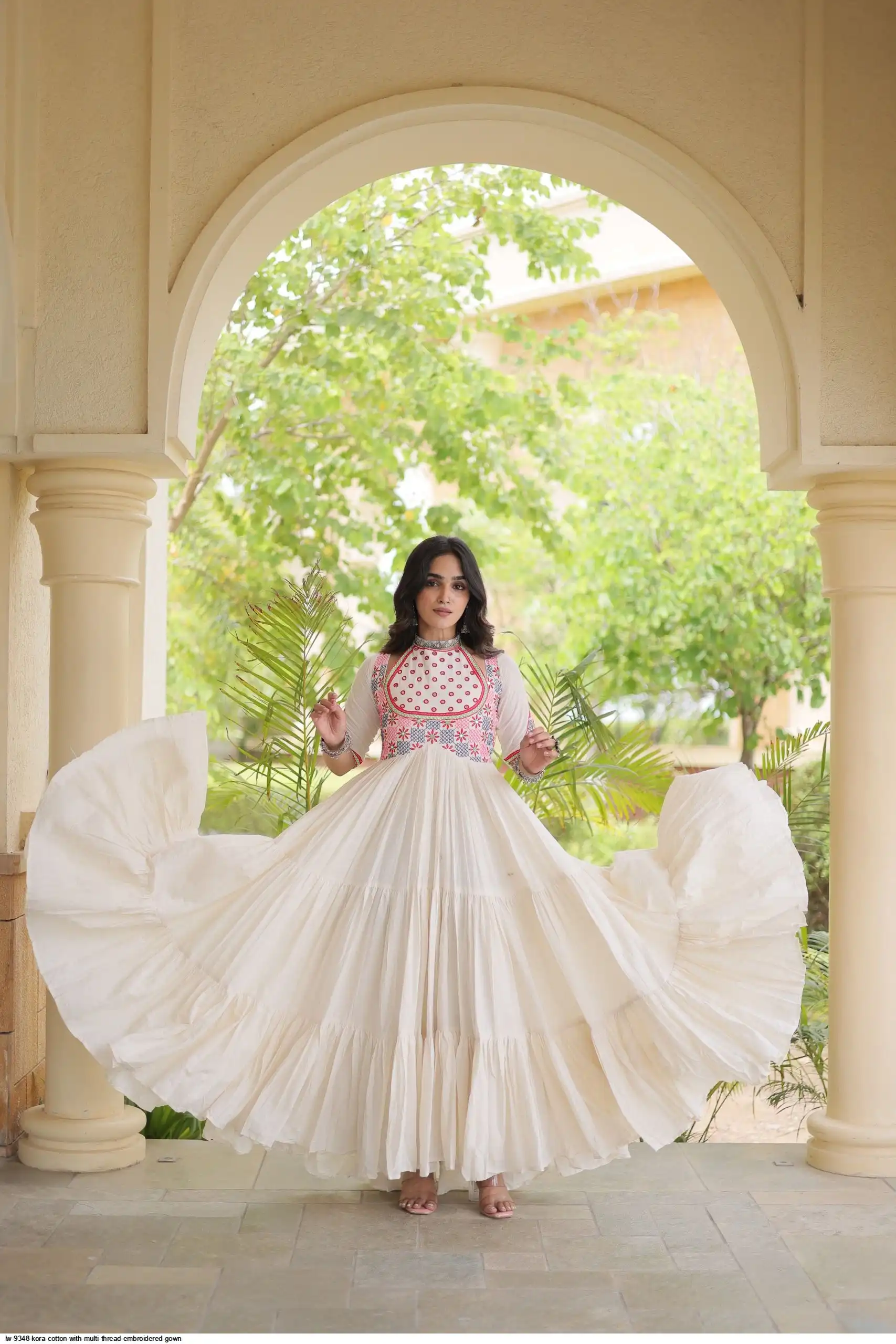 LW 9348 KORA COTTON WITH MULTI THREAD EMBROIDERED GOWN 2