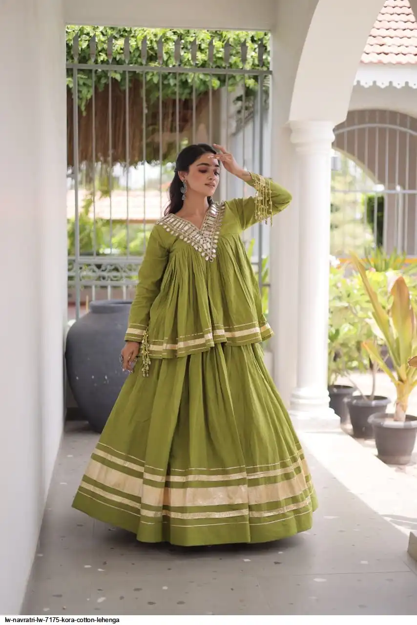 LW NAVRATRI LW 7175 KORA COTTON LEHENGA 1