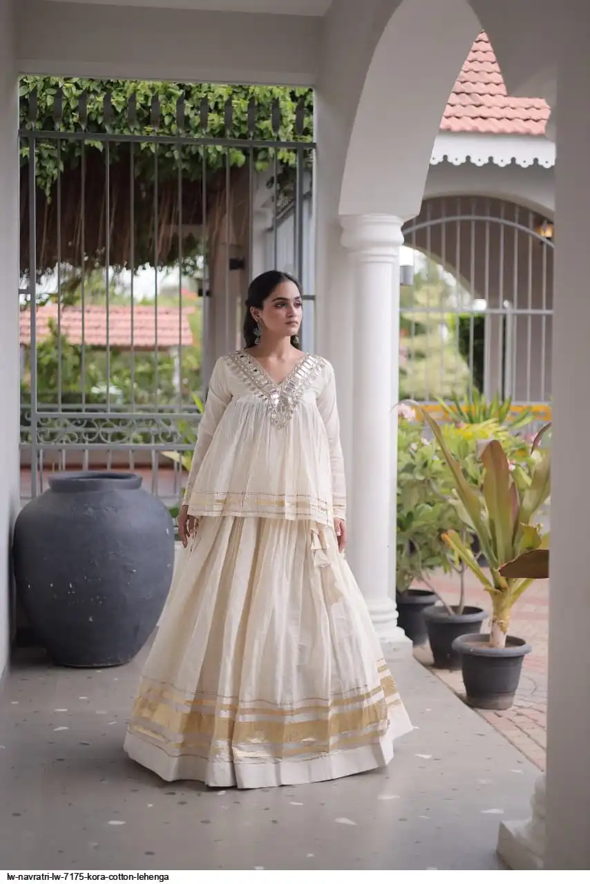 LW NAVRATRI LW 7175 KORA COTTON LEHENGA 3