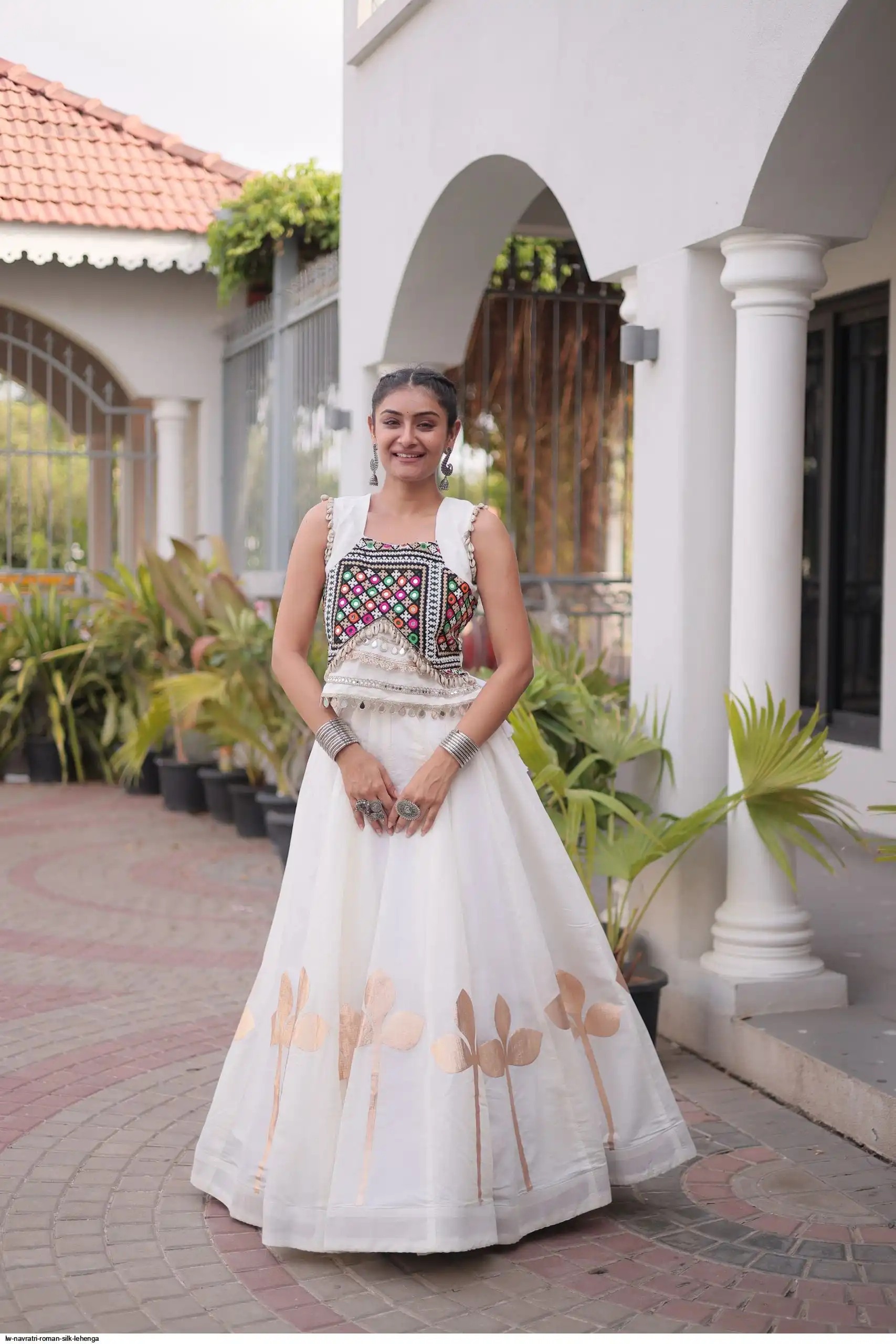 LW7174 NAVRATRI ROMAN SILK LEHENGA 1