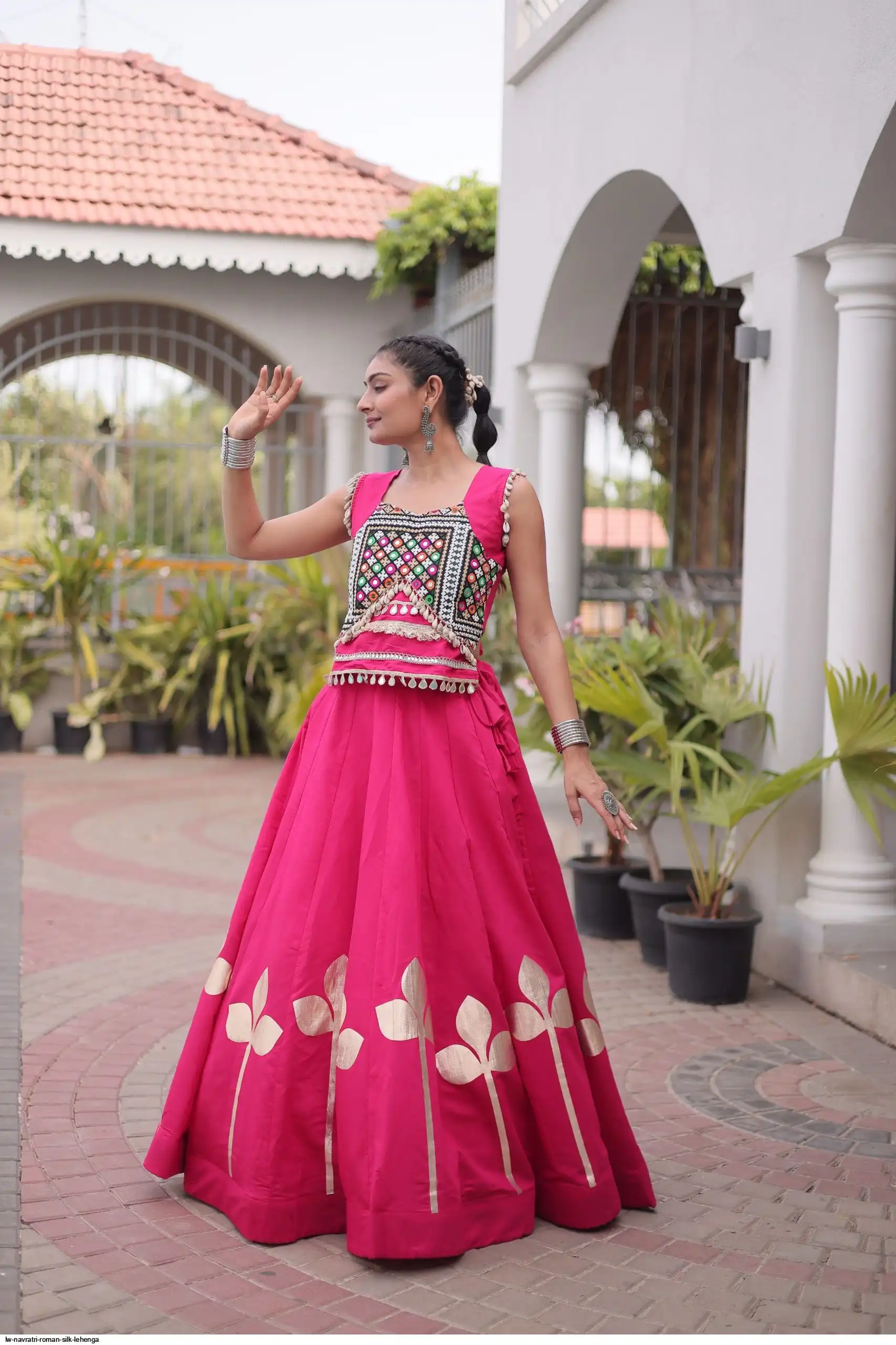 LW7174 NAVRATRI ROMAN SILK LEHENGA 3