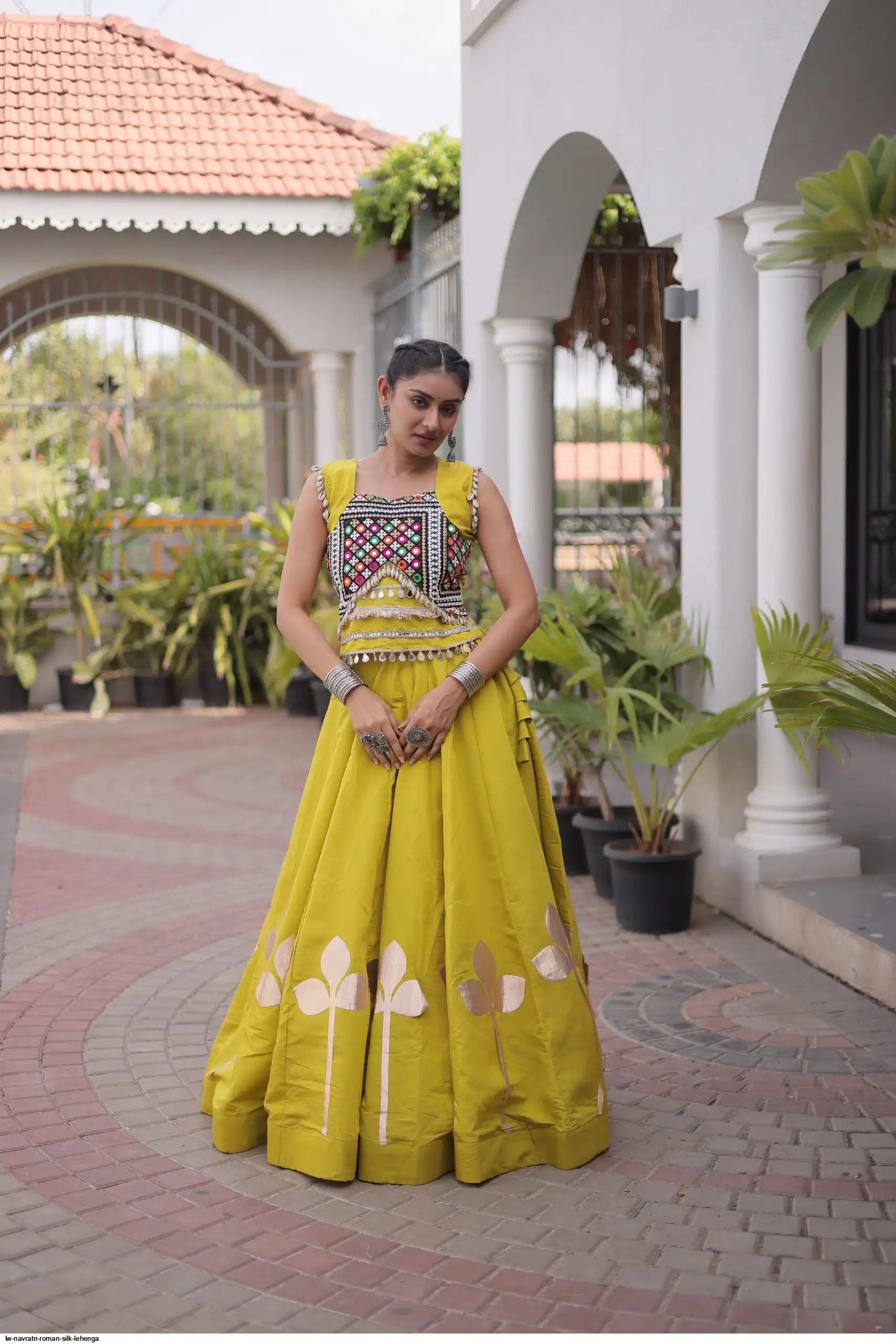 LW7174 NAVRATRI ROMAN SILK LEHENGA 4