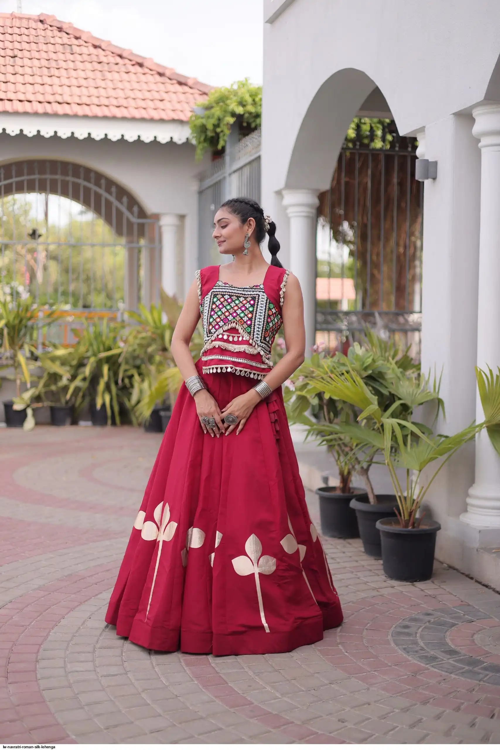 LW 7174NAVRATRI ROMAN SILK LEHENGA 5