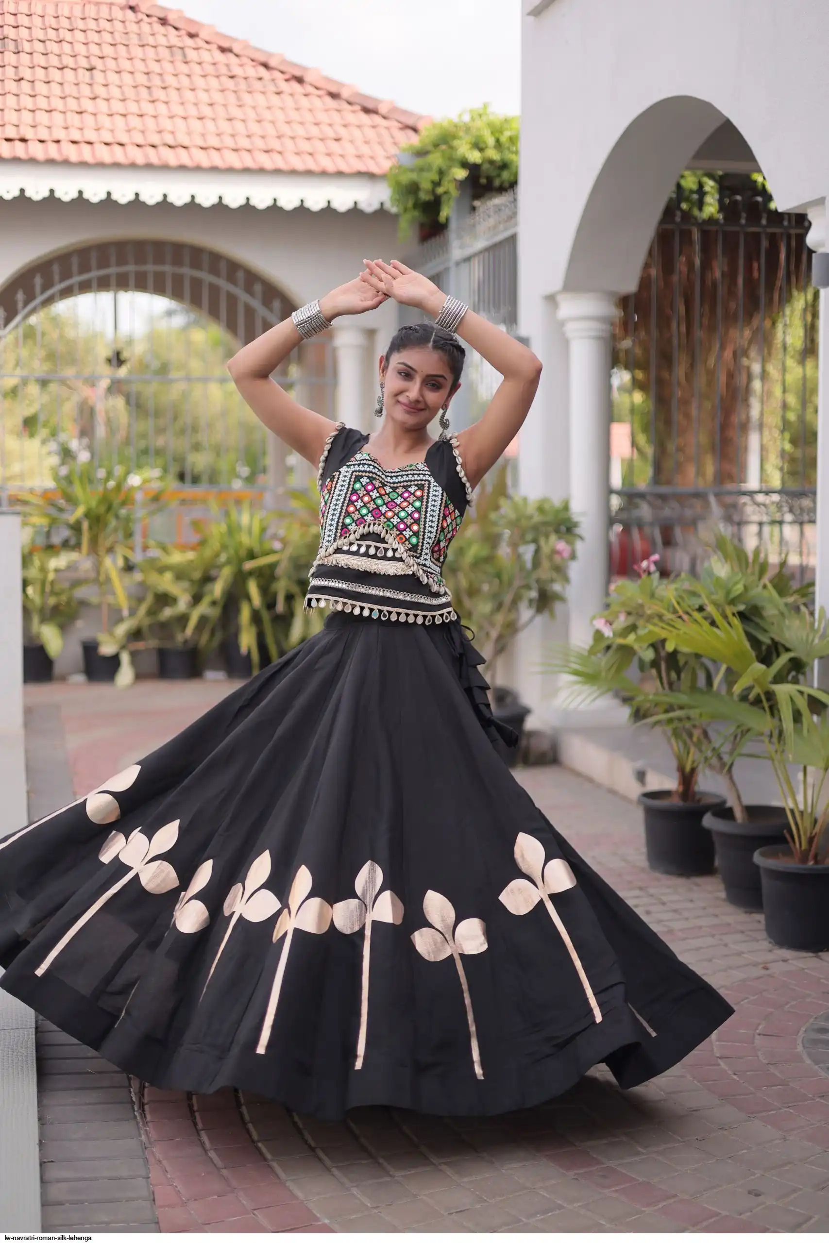 LW 7174NAVRATRI ROMAN SILK LEHENGA 6