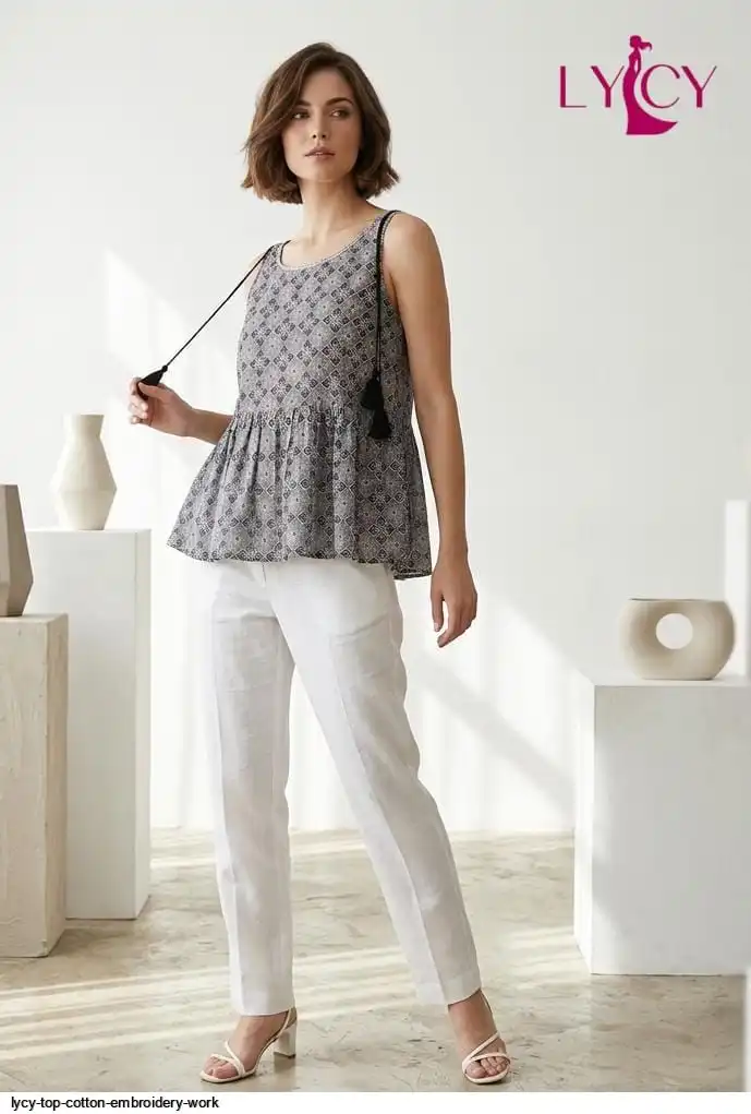 LYCY TOP COTTON EMBROIDERY WORK F