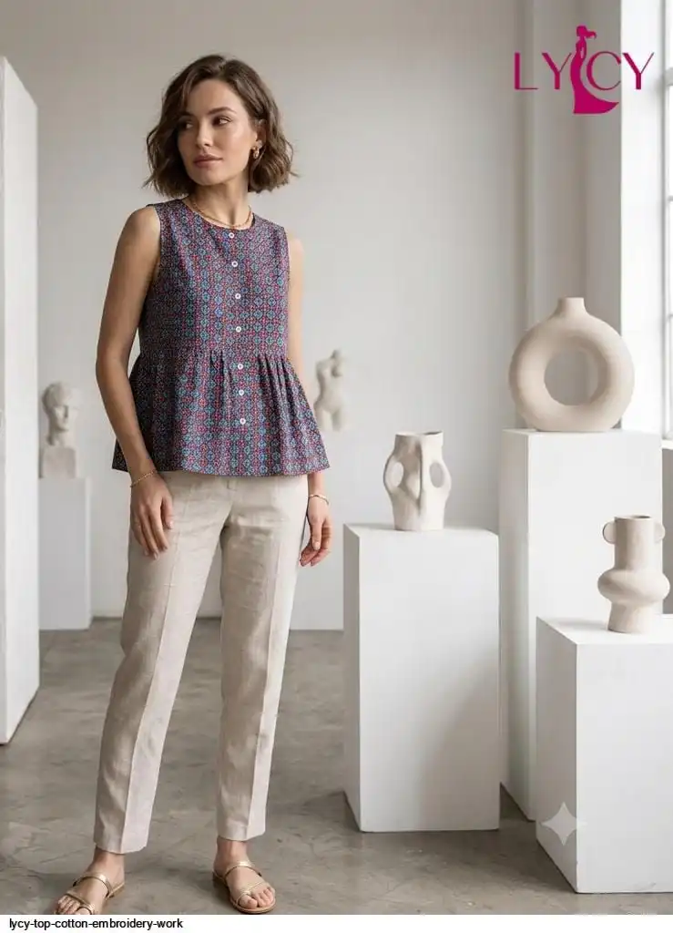 LYCY TOP COTTON EMBROIDERY WORK I
