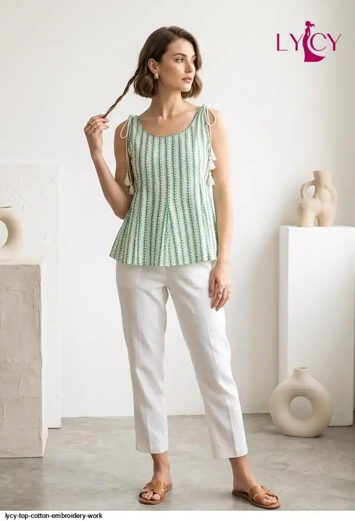 LYCY TOP COTTON EMBROIDERY WORK M
