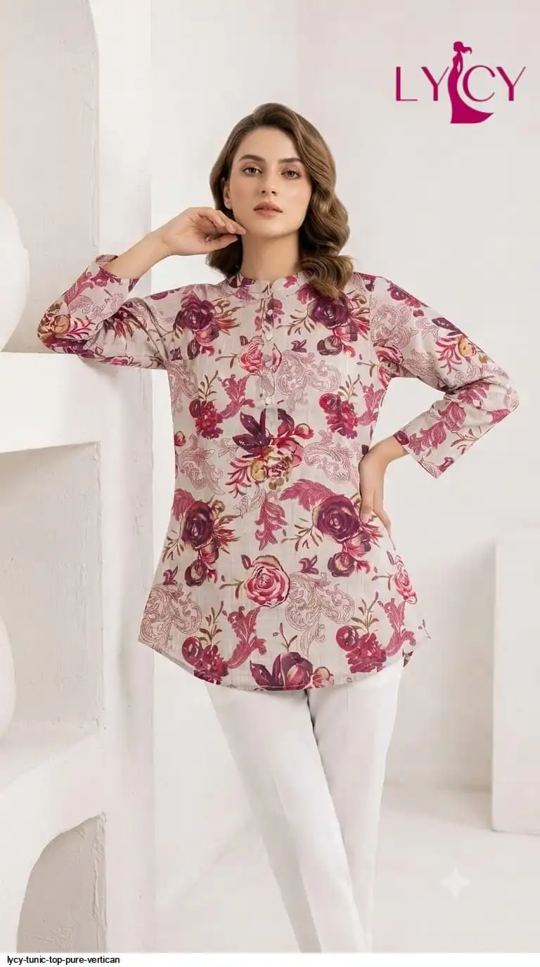 LYCY TUNIC TOP PURE VERTICAN WITH FANCY BUTTON WORK