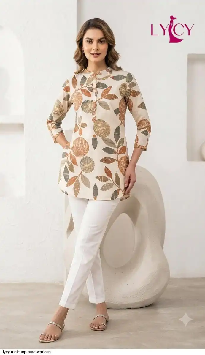 LYCY TUNIC TOP PURE VERTICAN WITH FANCY BUTTON WORK 8
