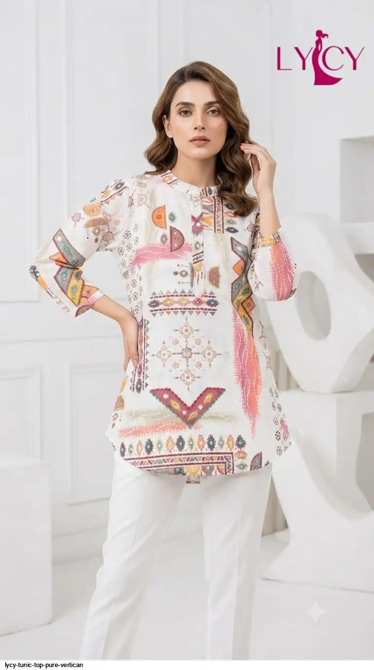 LYCY TUNIC TOP PURE VERTICAN WITH FANCY BUTTON WORK 13