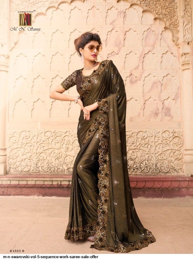 Maroon Chiffon Festival Fancy Swarovski Work Saree