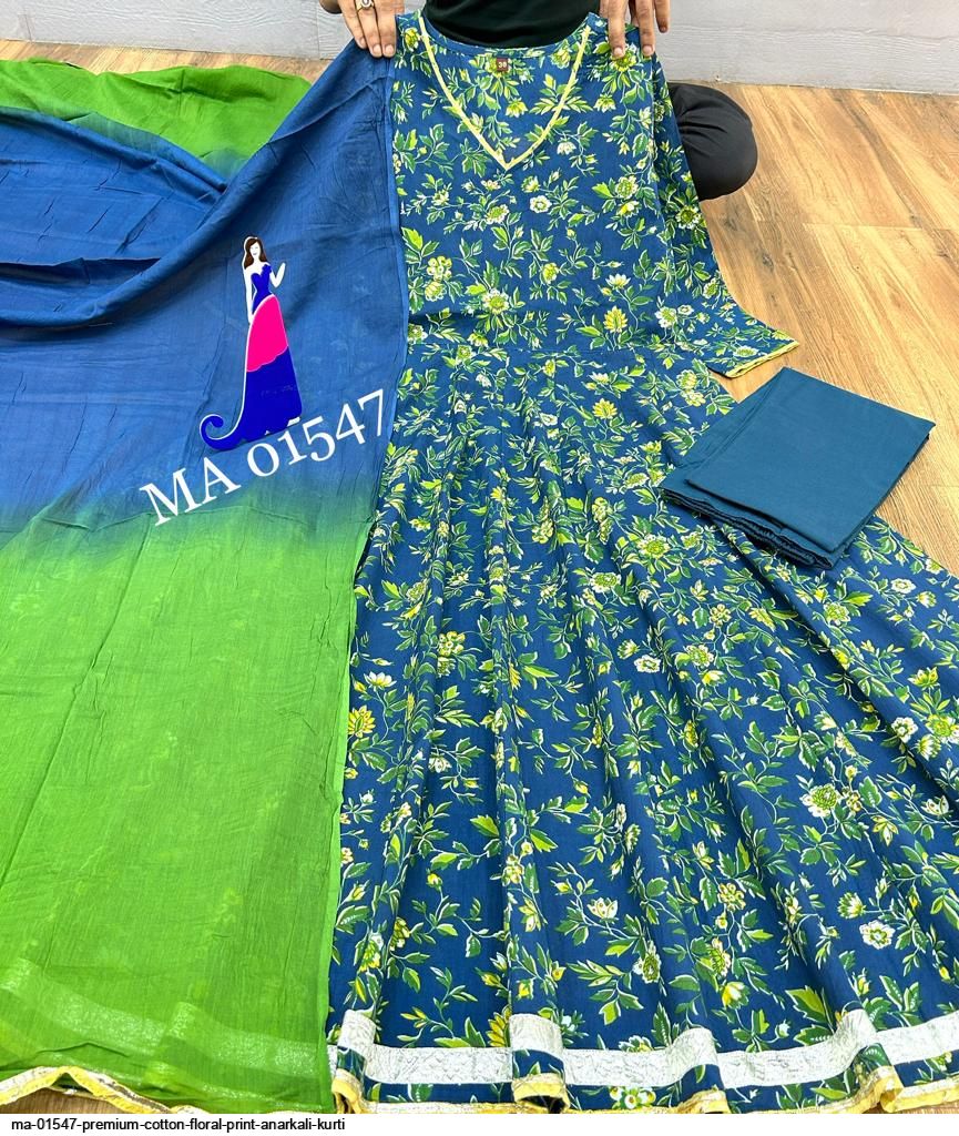 MA 01547 PREMIUM COTTON FLORAL PRINT ANARKALI KURTI