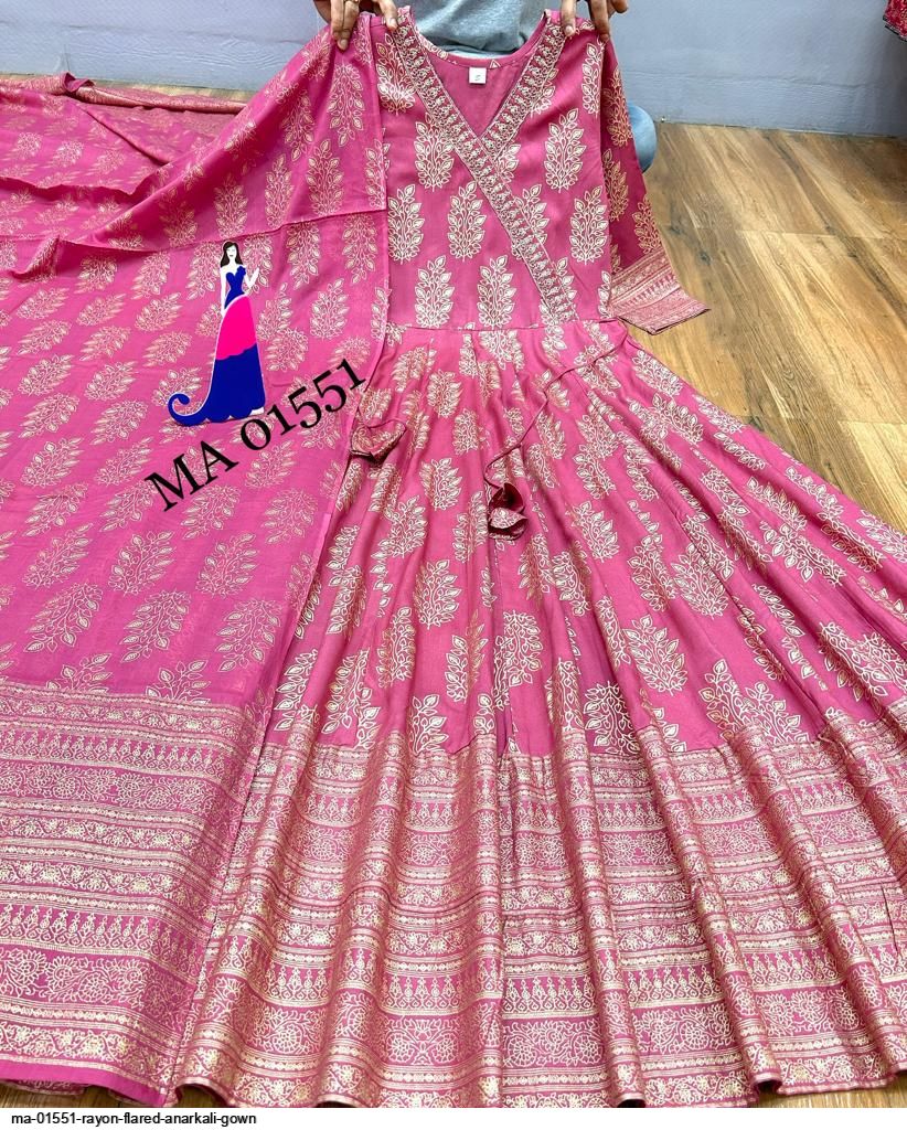 MA 01551 RAYON FLARED ANARKALI GOWN