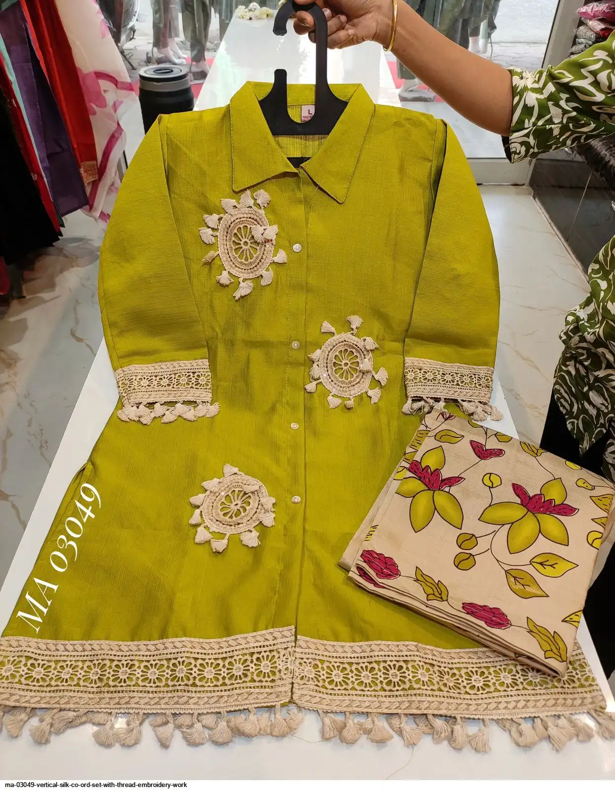 MA 03049 VERTICAL SILK CO ORD SET WITH THREAD EMBROIDERY WORK B
