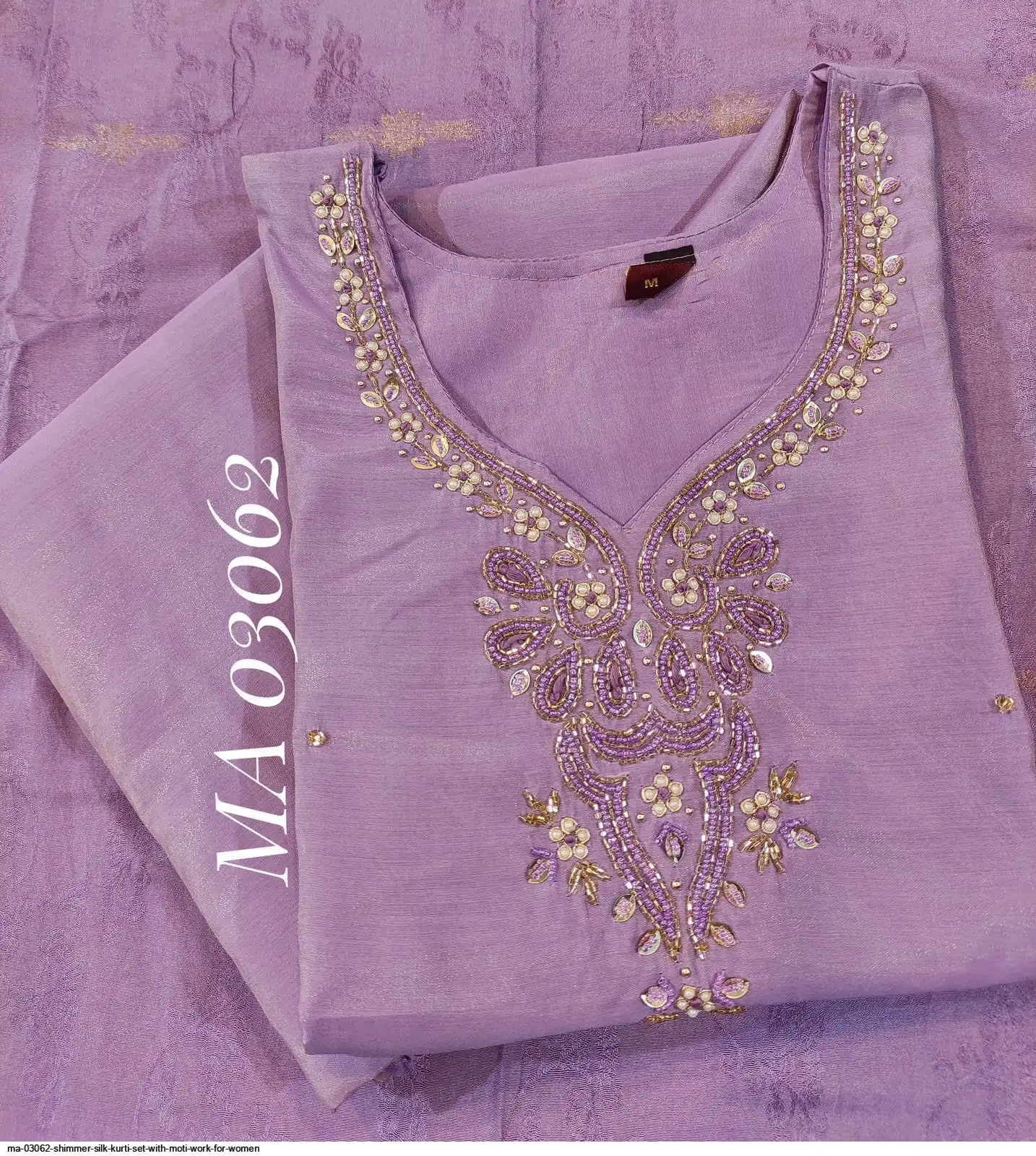 MA 03062 SHIMMER SILK KURTI SET WITH MOTI WORK FOR WOMEN C