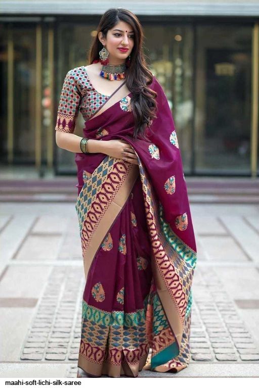 MAAHI SOFT LICHI SILK SAREE