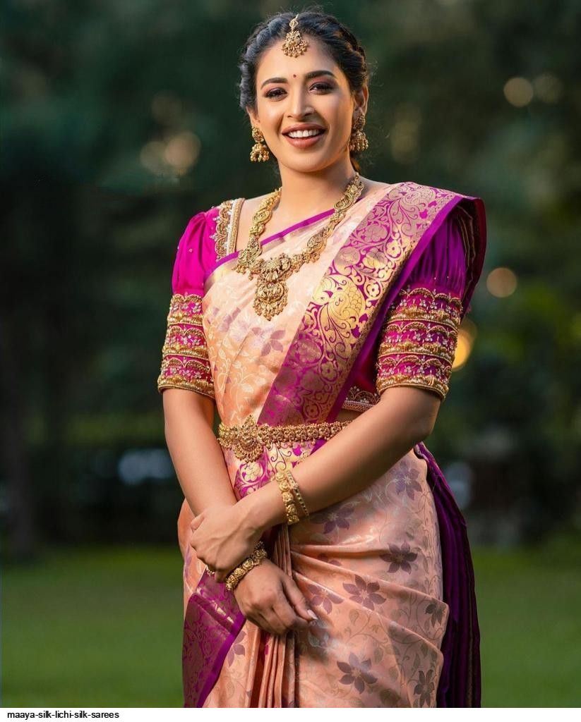 MAAYA SILK LICHI SILK SAREES