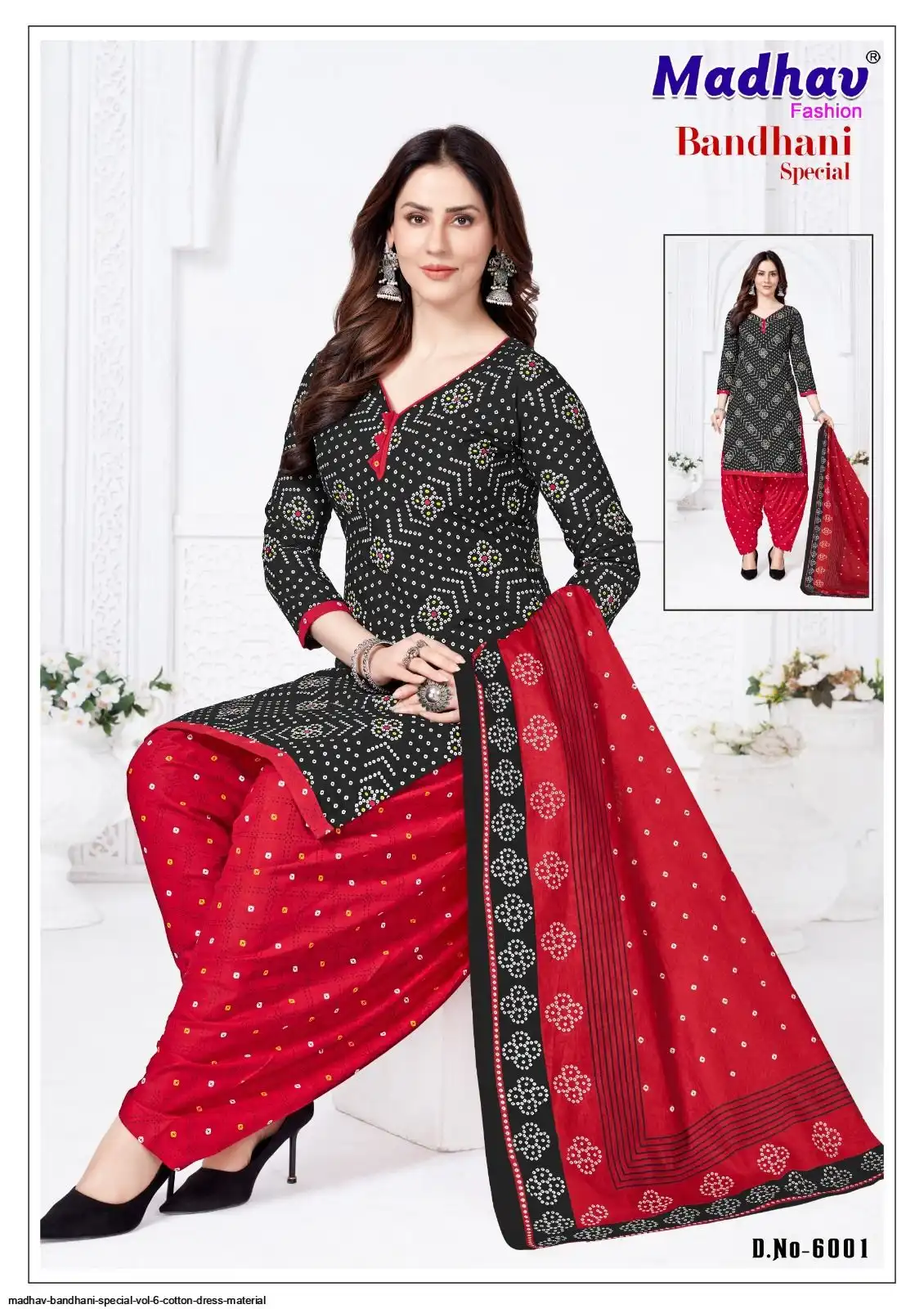 bandhani cotton dress material Silver Greco Pure Cotton Bandhani Dress Material - Bandhani