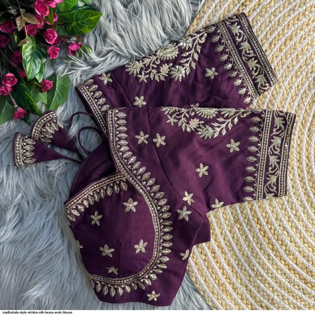 MADHUBALA STYLE VICHITRA SILK HEAVY WORK BLOUSE E