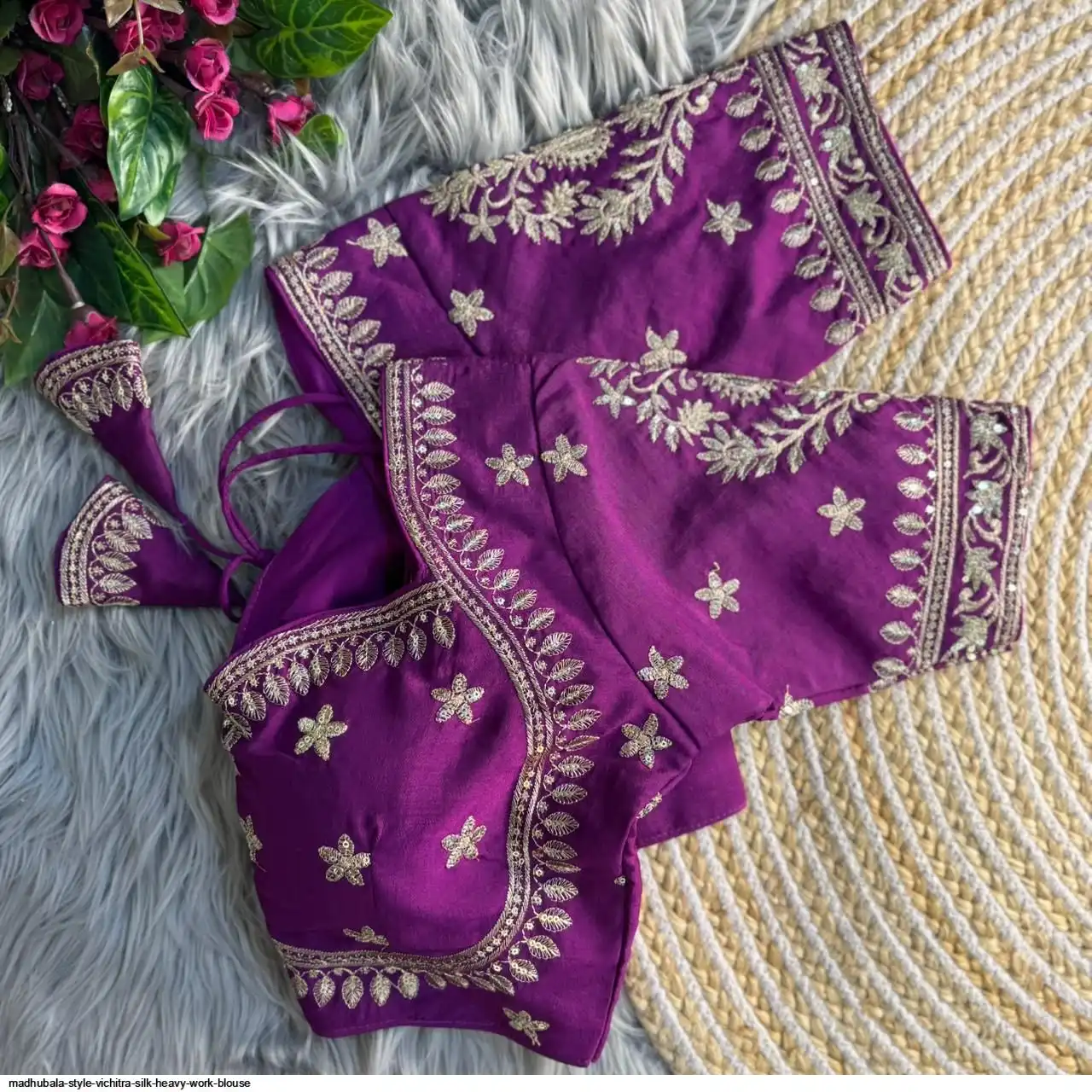 MADHUBALA STYLE VICHITRA SILK HEAVY WORK BLOUSE N