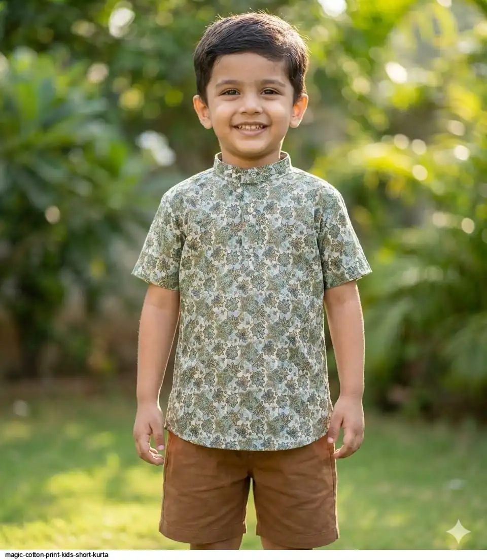 MAGIC COTTON PRINT KIDS SHORT KURTA A