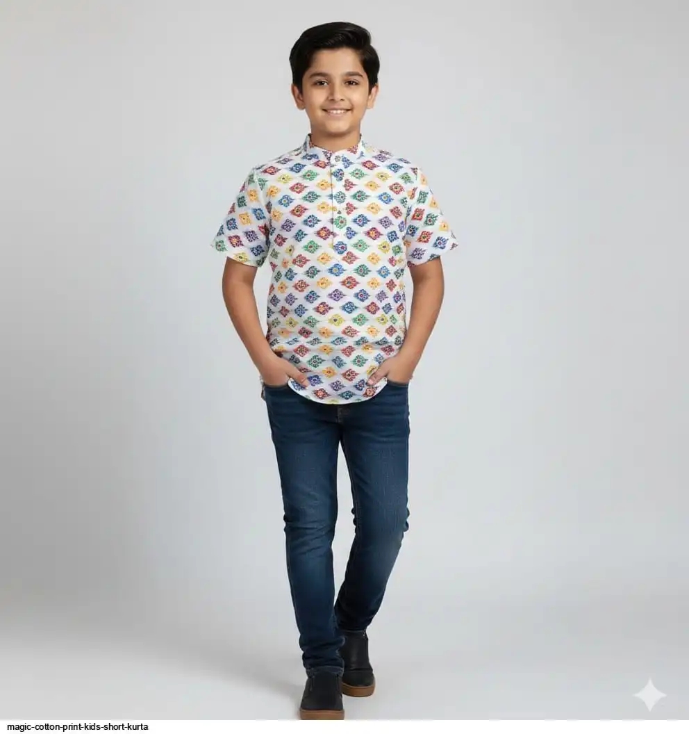 MAGIC COTTON PRINT KIDS SHORT KURTA B