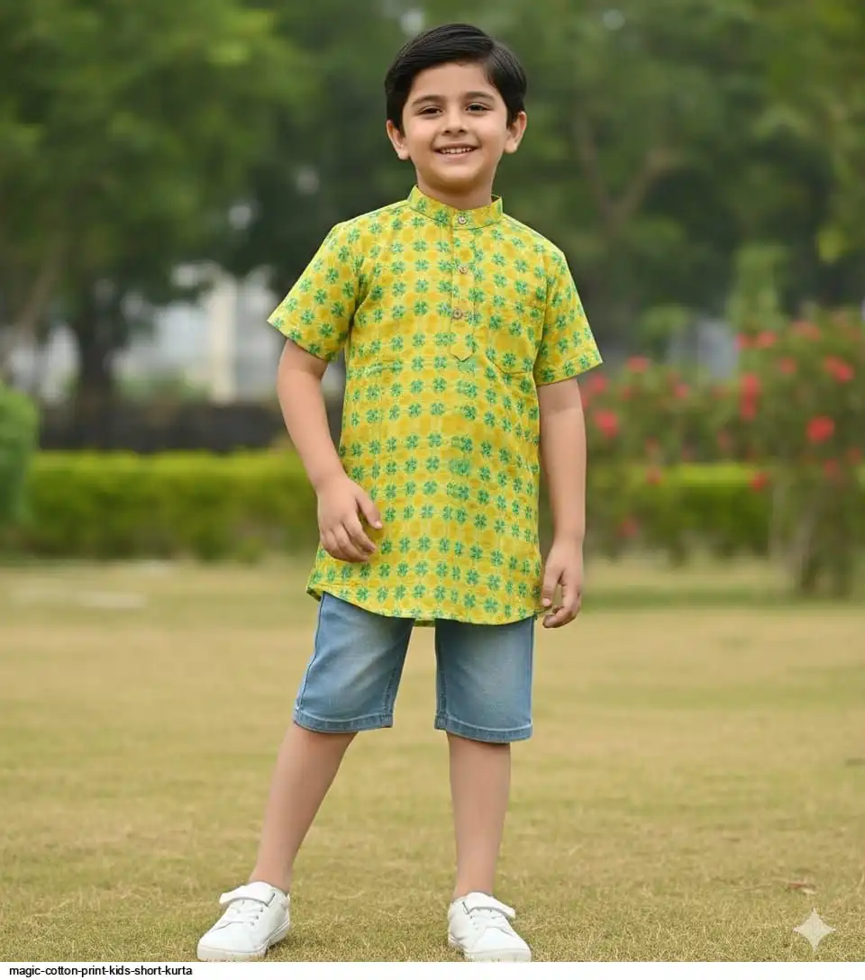 MAGIC COTTON PRINT KIDS SHORT KURTA D